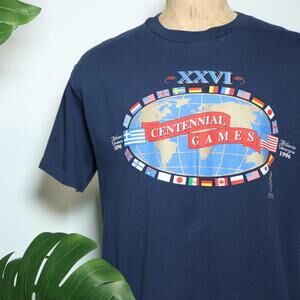 American Vintage Men's Navy and Blue Tshirt